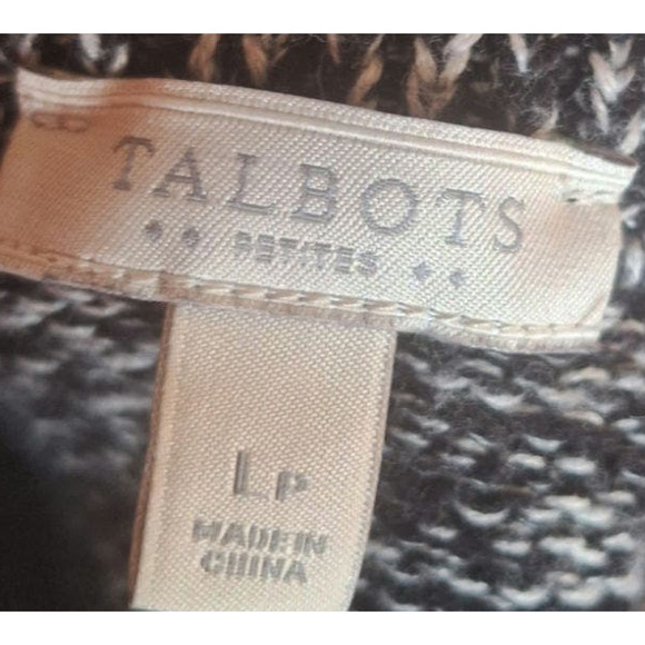 Talbots Women Large Petite Black/ White Knit Full Zip Cotton Sweater Vest - Picture 4 of 5